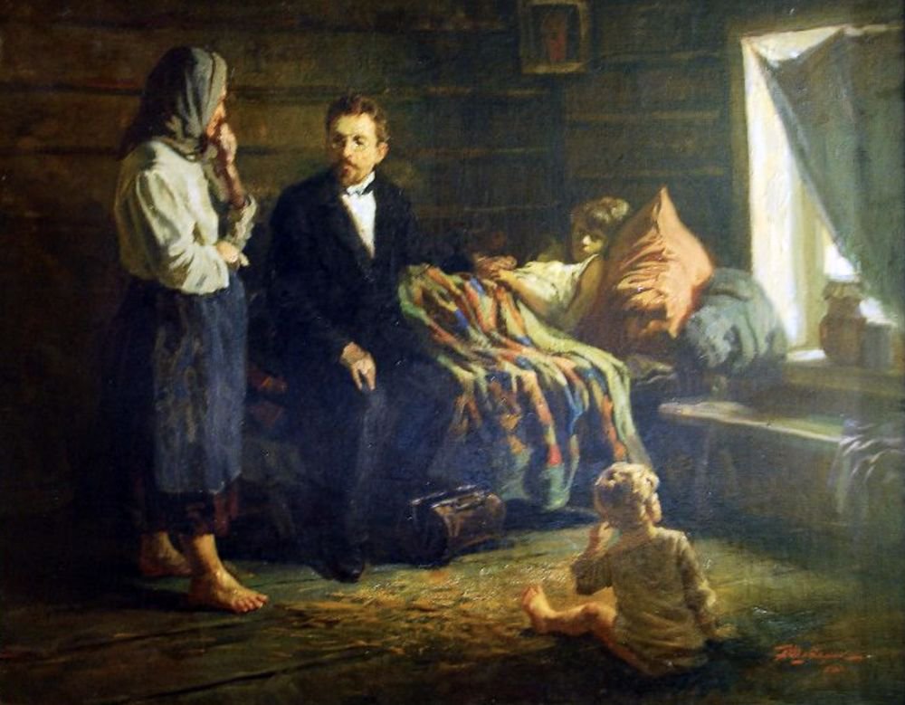 А.П. Чехов у постели больного. А.П. Шепелюк (1906—1972)