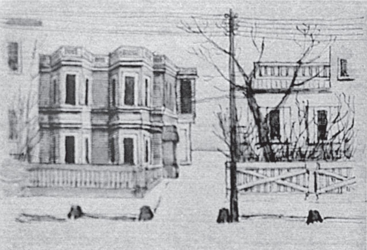 Рисунок дома в Кудрине. Из письма М.П. Чехова Г.М. Чехову 20 февраля 1889 года